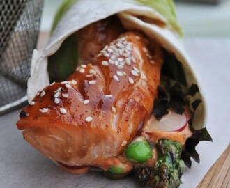 Teriyaki Laxwrap med paprikamajo & sparris