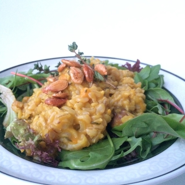 Dinner: Pumpkin risotto with thyme and orange
