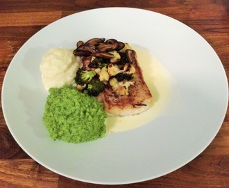 Halstrad kummel med blomkål och broccoli