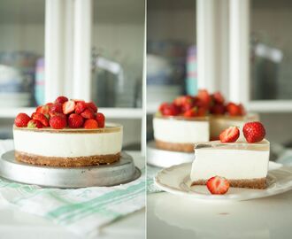 Flädercheesecake med Jordgubbar & Vit Choklad