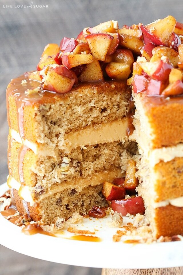 Caramel Apple Pecan Layer Cake