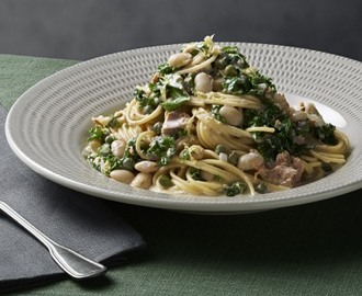 Spaghetti med tonfisk och grönkål