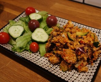 Creamy vegetables with stir fried cauliflower rice!