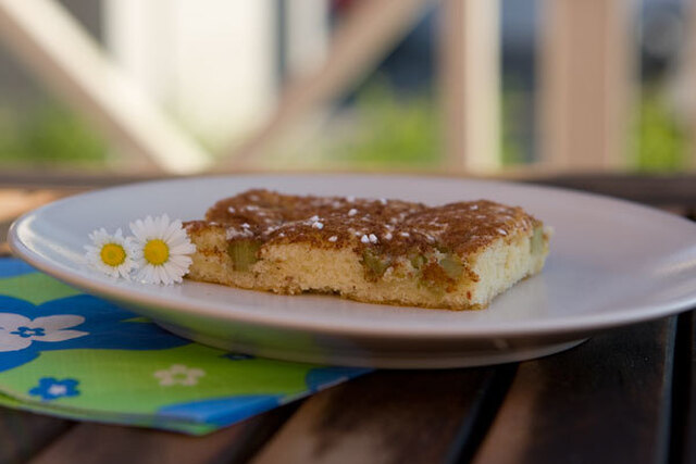 Rabarbersockerkaka i långpanna