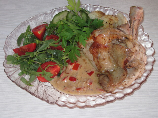 Kycklingkotlett med Paprikagräddsås och stekt Blomkål