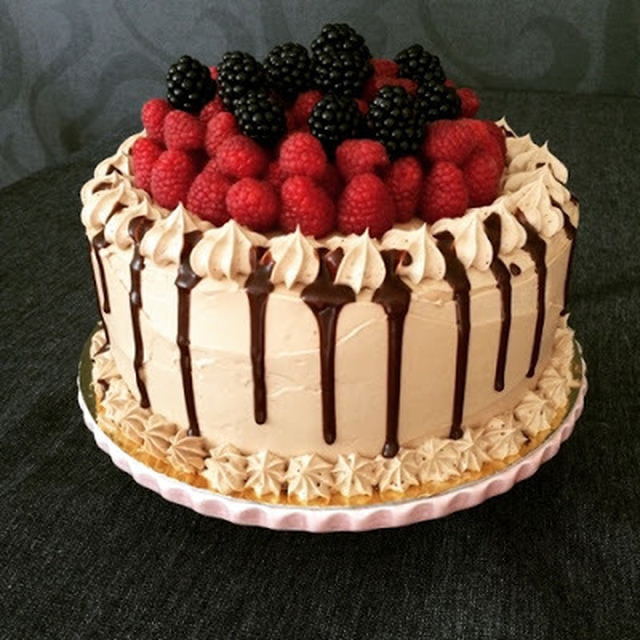 Double chocolate and raspberry cake