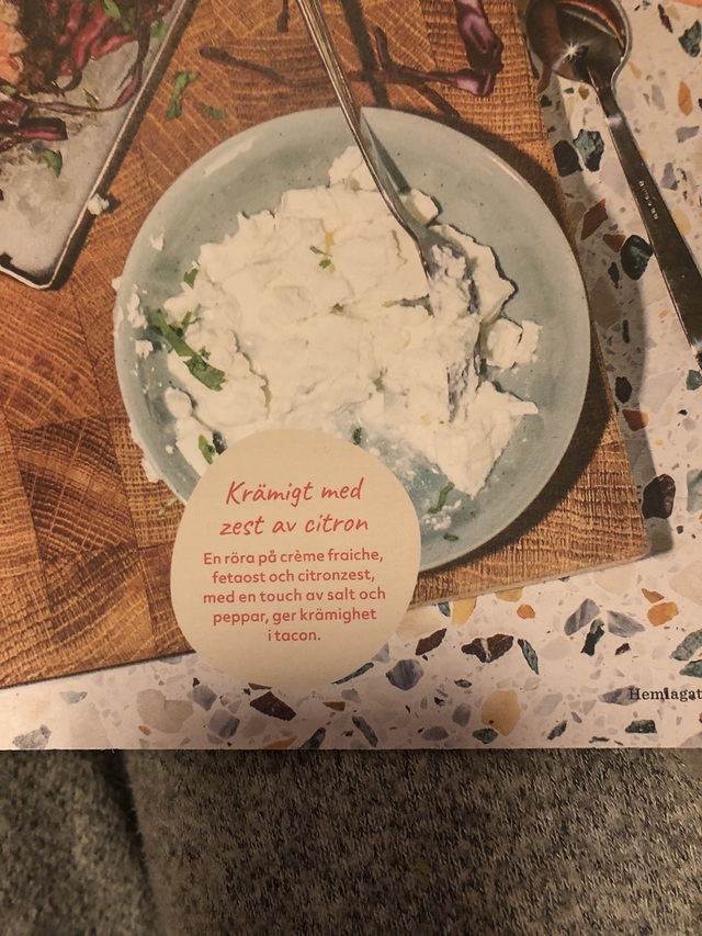 Röra m creme fraiche, feta o citron