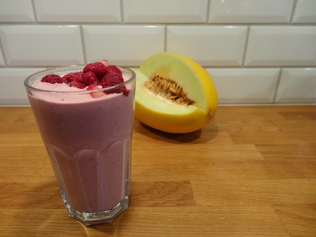 Hallon- och melonsmoothie