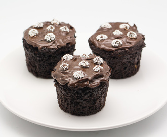 Chocolate Fudge Frosted Chocolate Muffin