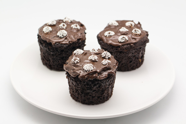 Chocolate Fudge Frosted Chocolate Muffin