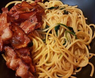 Spagetti med Amerikansk BBQ bacon