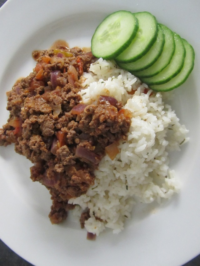 Stekt ris med köttfärsröra
