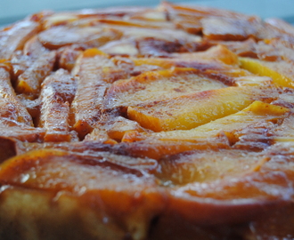 Upside-down peach cake