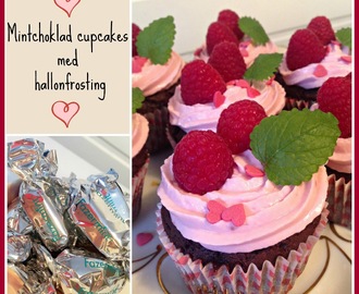 Mintchoklad cupcakes med hallonfrosting