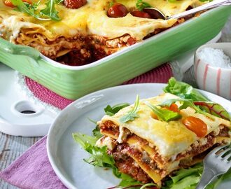 Vegetarisk lasagne med fetaost och aubergine recept