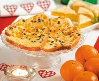 Apelsin- och aprikoskaka med korinter