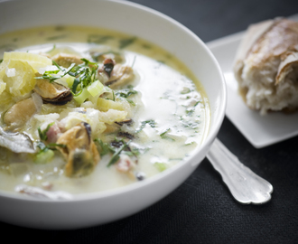 Musselsoppa med rökt sidfläsk