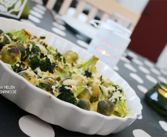 Gratinerad broccoli & brysselkål – gott till grillat