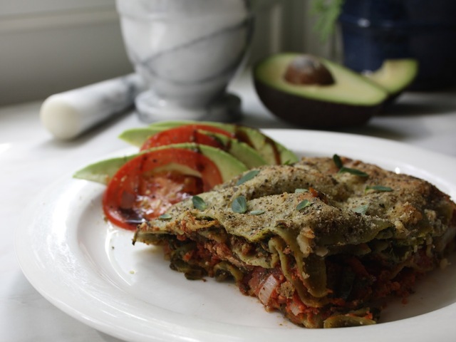 Vegetarisk/vegan lasagne med spenat