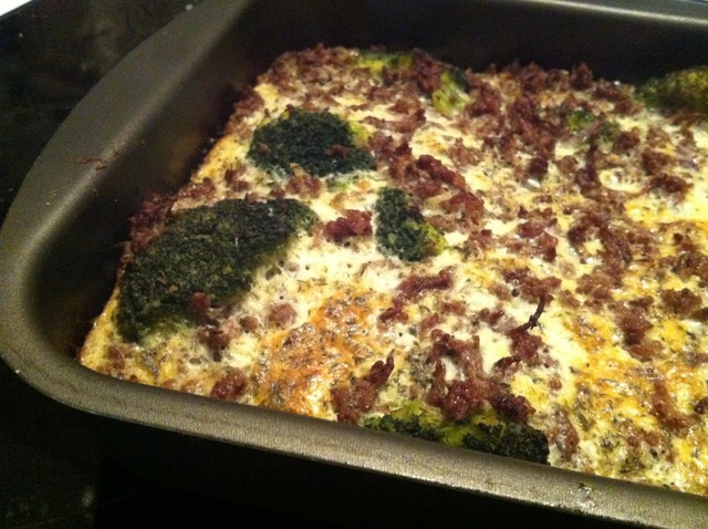 Goda lådan med broccoli och köttfärs.