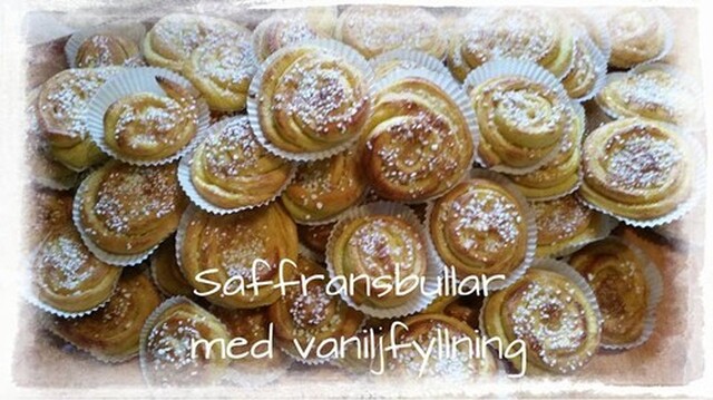 Saffransbullar med vaniljfyllning