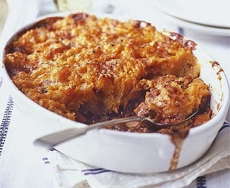 Vegetabilisk Shepherd's Pie med sötpotatismos