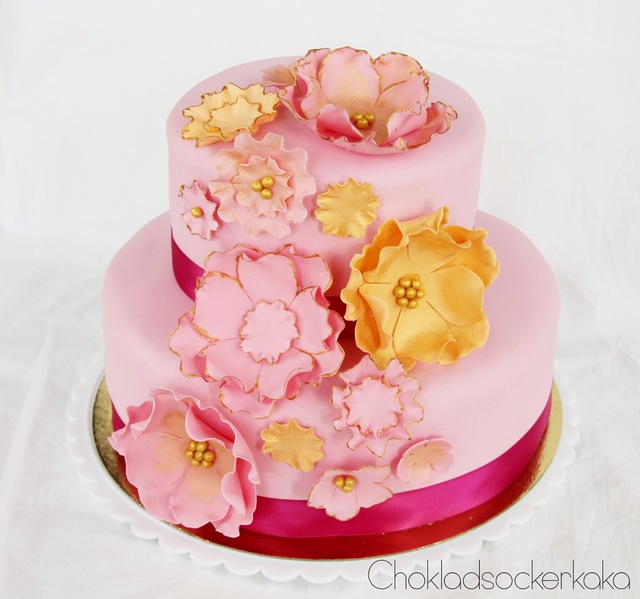 Födelsedagstårta i rosa & guld
