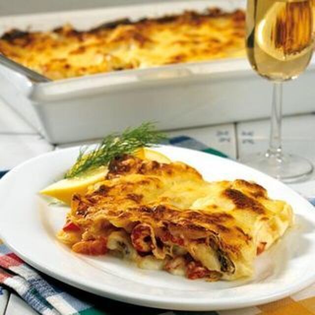 Lyxlasagne med skaldjur