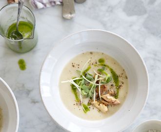 Sunchoke soup with toasted walnuts, parsley oil and sunflower sprouts + a short summary on my recent workshop