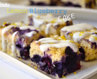 3 minute Lemon blueberry cake with vanilla drizzle
