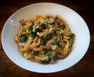 Pasta med oxfilet och svamp a la Valle di Corto