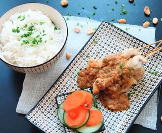 Chicken zatay med inlagda grönsaker.