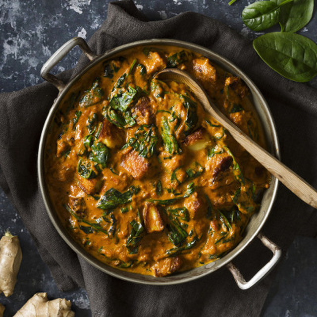 Palak paneer med halloumi