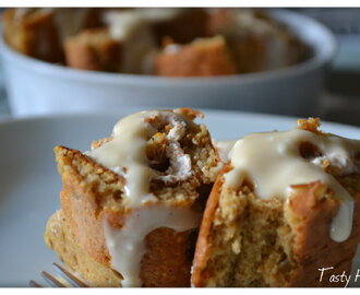 Pannkakssöndag: Cinnabon pannkaksrullar med vaniljfyllning och cream cheese-"icing"