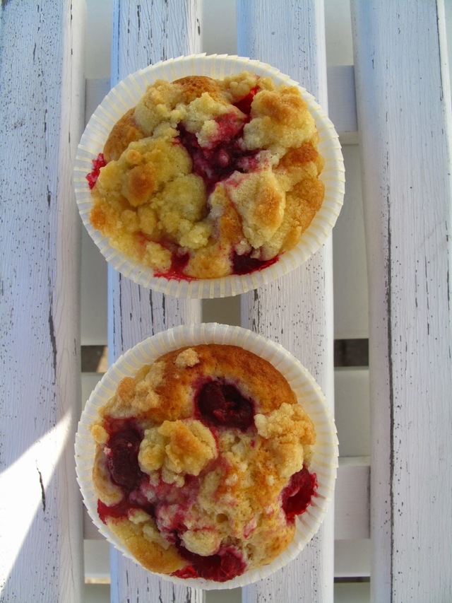 Sallys Hallonmuffins med Crumble