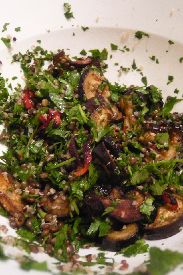 Linstabbouleh med aubergine