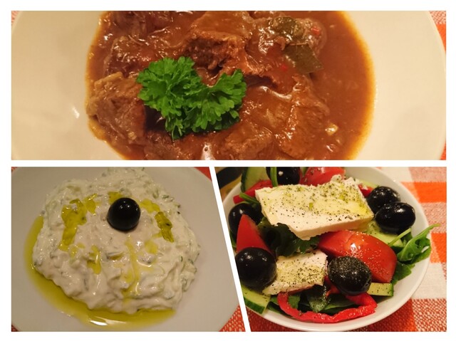 Stifado med tzatsiki och grekisk sallad – som i Makrigialos
