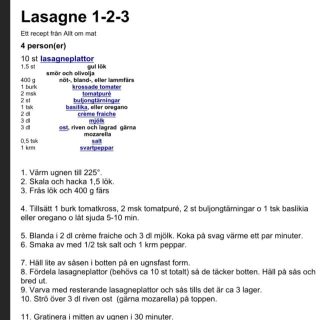 Lasagne 1-2-3