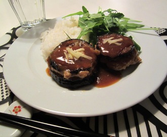 Nasu No Hasami Yaki (Aubergine med kyckling köttfärs)