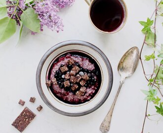 Raw Bluberry Juice Oatmeal with Raw Cashew Bar Bites