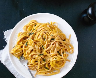 Creamy (vegan!) Butternut Squash Linguine with Fried Sage