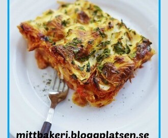 Lasagne med halloumi och paprika