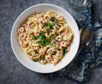 Pasta med räkor och vitlök