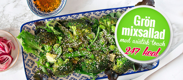 247 kcal – Grön Mixsallad med Asiatisk Dressing 5 2 dieten recept sallad