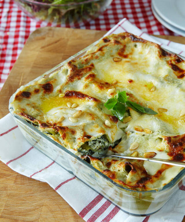 Vegetarisk lasagne med pinjenötter – recept