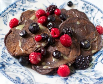 Vegan chocolate buckwheat groats pancakes
