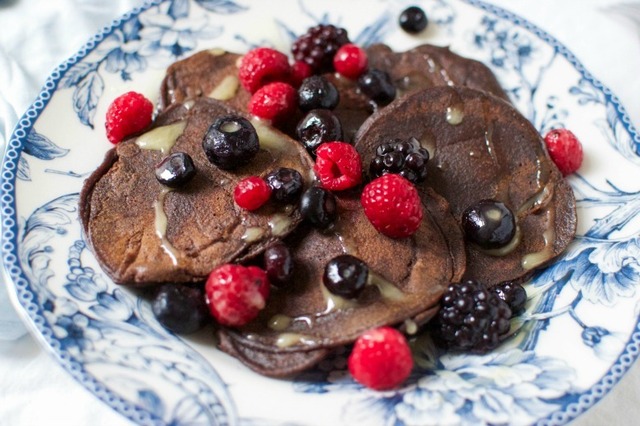 Vegan chocolate buckwheat groats pancakes