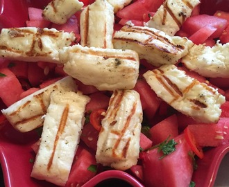 Grillad halloumi med melonsalsa