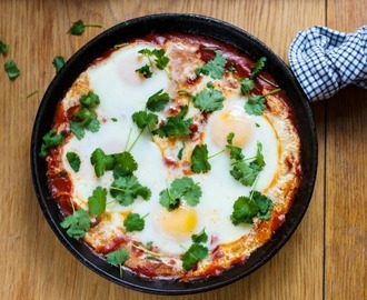 Shakshuka- poached eggs in tomato sauce