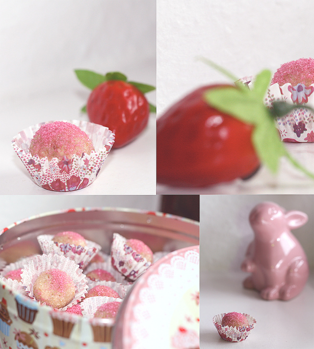 Vita chokladbollar med jordgubbssmak!